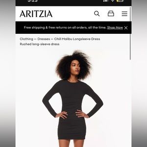 TNA black long sleeve body con dress